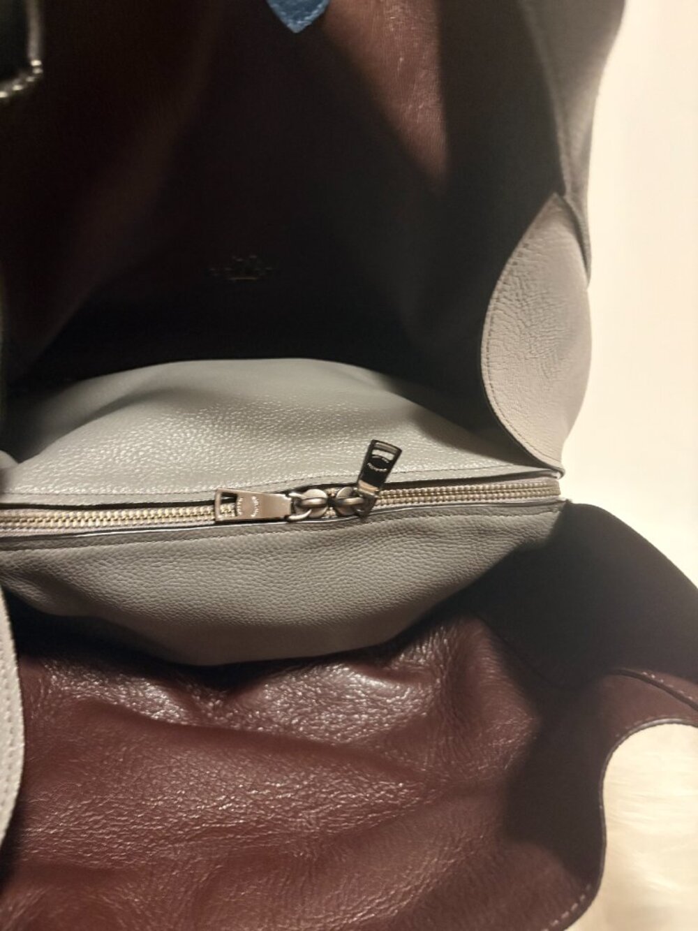 Coach Lori Colorblock Pebbled Leather Shoulder Tote Blue Gray Black NWOT - Picture 7 of 10